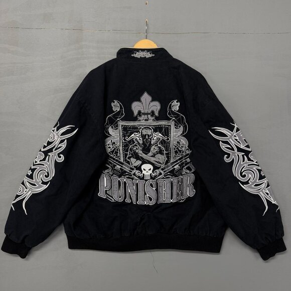 Vintage JH Design Punisher Nascar‎ Bomber Jacket 2XL - Picture 2 of 7